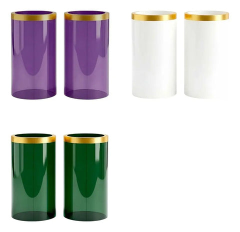 Acrylic or Candle Holder Shades 6 Pieces Green, Purple, White
