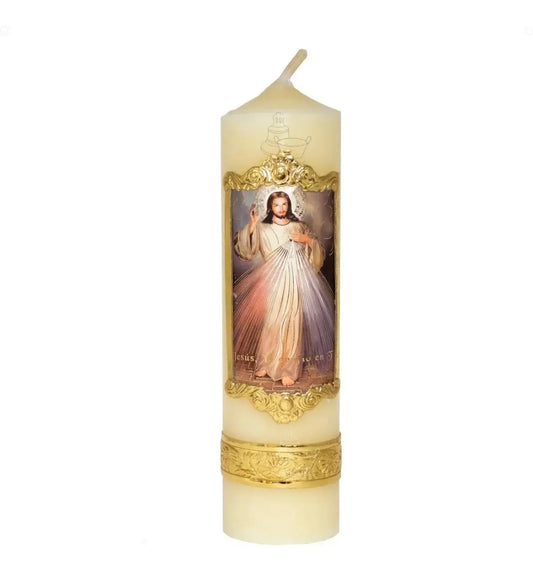 Cirio de oración de cera del Señor de la Misericordia, hecho a mano en México