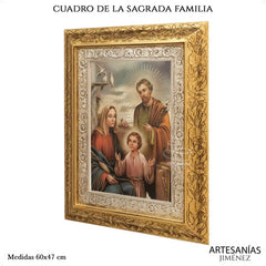 Cuadro De La Sagrada Familia 60x47 Cm Q115 Combinado Oro Y Plata Oro Y Plata