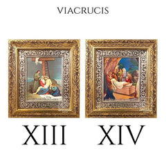 Cuadro Vía Crucis O Viacrucis 15 Piezas 60x47 Cm Oro Y Plata