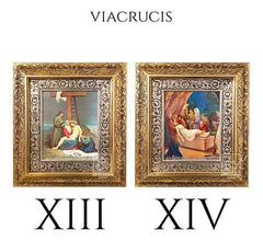 Cuadro Vía Crucis O Viacrucis 15 Piezas 90x70 Cm Oro Y Plata