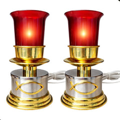 Candeleros De Mesa Para Altar Electrico Redondo 1/2 Semana Plateado