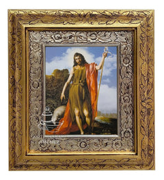 Cuadro San Juan Bautista 45x40 Cm Combinado Oro Y Plata Oro Y Plata