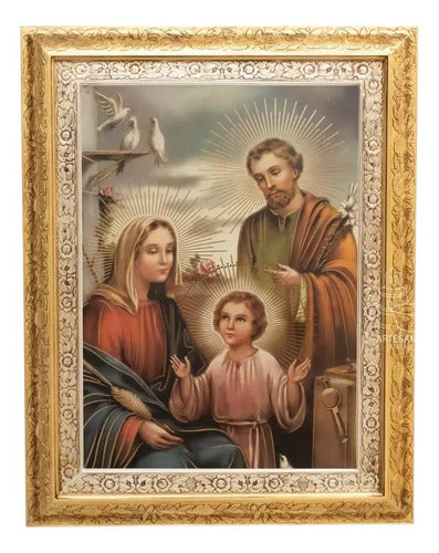 Cuadro Sagrada Familia 90x70 Cm T327 Combinado Oro Y Plata Oro Y Plata