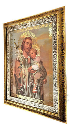Cuadro San Jose 90x70 Cm Combinado Oro Y Plata Oro Y Plata