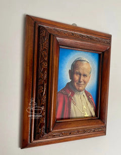 Cuadro Rostro De Jesus Color Nogal Madera De Pino 22x19 Cm Color Nogal