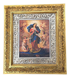 Cuadro De Madera 45x40 Cm San Andres Apostol Oro Y Plata.