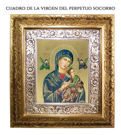 Cuadro Virgen Del Perpetuo Socorro 45x40 Cm Combinado Oro Y Plata Oro Y Plata