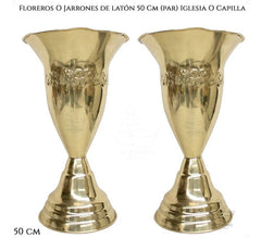 Floreros O Jarrones 50 Cm De Latón (par) Iglesia O Capilla Dorado Lisa