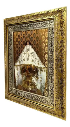 Cuadro De Virgen De Juquila 60x47 Cm Filos Dorados Combinado Oro Y Plata Oro Y Plata