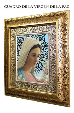 Cuadro Virgen De La Paz 45x40 Cm Combinado Oro Y Plata Oro Y Plata
