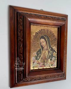 Cuadro Busto De La Virgen De Guadalupe Y Rosas C00013 Nogal Nogal