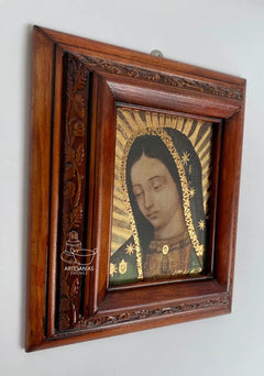 Cuadro Rostro De Jesus Color Nogal Madera De Pino 22x19 Cm Color Nogal