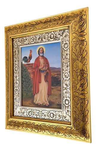 Cuadro De Madera 45x40 Cm San Pedro Oro Y Plata