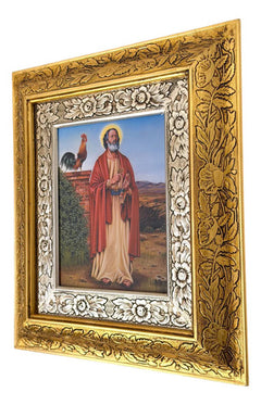 Cuadro De Madera 45x40 Cm San Pedro Oro Y Plata