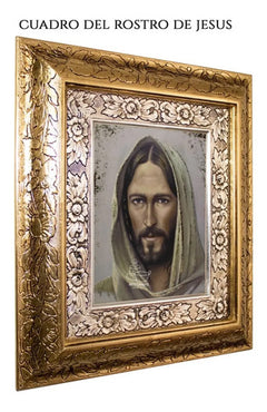 Cuadro Rostro De Jesus 45x40 Cm Combinado Oro Y Plata Oro Y Plata