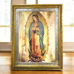 Cuadro Virgen De Guadalupe Religioso Con Marco, Combinado Oro Y Plata, 90x70 Cm Combinado Oro Plata Oro Plata