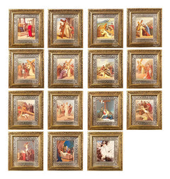 Cuadro Vía Crucis O Viacrucis 15 Piezas 60x47 Cm Oro Y Plata