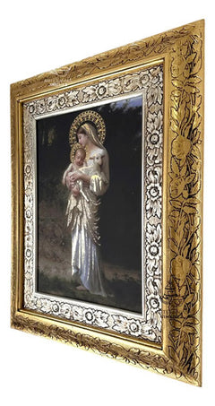 Cuadro Nuestra Señora De La Divina Inocencia 60x47 Cm Combinado Oro Y Plata Oro Y Plata
