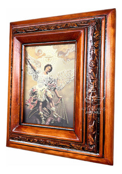 Cuadro Rostro De Jesus Color Nogal Madera De Pino 22x19 Cm Color Nogal