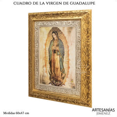 Cuadro Virgen De Guadalupe Original 60x47 Cm Q118 Combinado Oro Y Plata Oro Y Plata