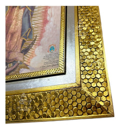 Cuadro Virgen De Guadalupe Original 59x46 Cm Panal Dorado Y Plateado Dorado