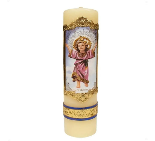Cirio de oración de cera del Divino Niño Jesús, hecho a mano en México