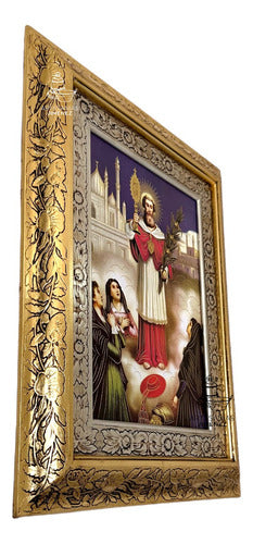 Cuadro Santa Ramon Nonato 60x47 Cm Combinado Oro Y Plata Oro Y Plata