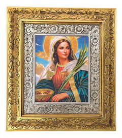 Cuadro De Madera 45x40 Cm Santa Lucia Oro Y Plata