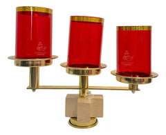 Candeleros De Tres Luces (2 Piezas) Cruces Con Pantallas Rojo