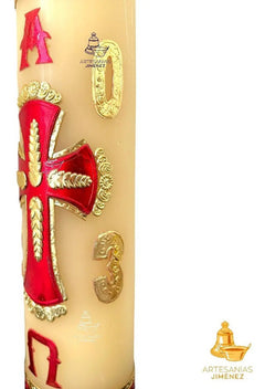 Cirio Pascual Cera De Abeja Decorado 12x60 Cm Modelo 1