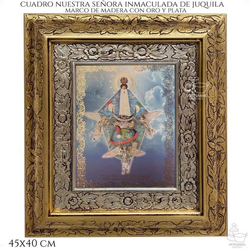 Cuadro Virgen De Juquila 45x40 Cm C004 Combinado Oro Y Plata Oro Y Plata
