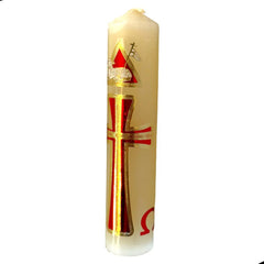 Cirio Pascual Alfa Y Omega, Vela Chica 20 Piezas 8x1.6 Cm Beige Cordero De Dioscruz Alfa Y Omega S/n