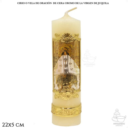 Cirio de oración de cera de la Virgen de Juquila, hecho a mano en México