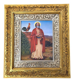 Cuadro De Madera 45x40 Cm San Pedro Oro Y Plata