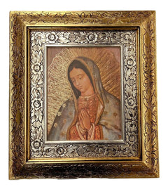 Cuadro Busto Virgen De Guadalupe 45x40 Cm A#1 Vg2 Combinado Oro Y Plata Oro Y Plata