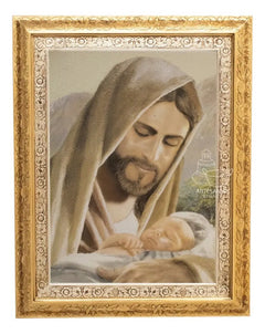 Cuadro Jesús Protector Y Salvador 90x70 Cm T323 Combinado Oro Y Plata Oro Y Plata
