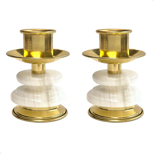 Candeleros De Mesa Para Altar Iglesia Caramelo Portavela Dorado