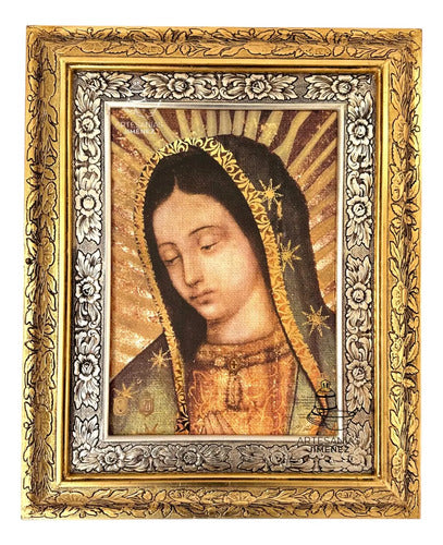 Cuadro Rostro De La Virgen De Guadalupe 60x47 Cm Combinado Oro Y Plata Oro Y Plata