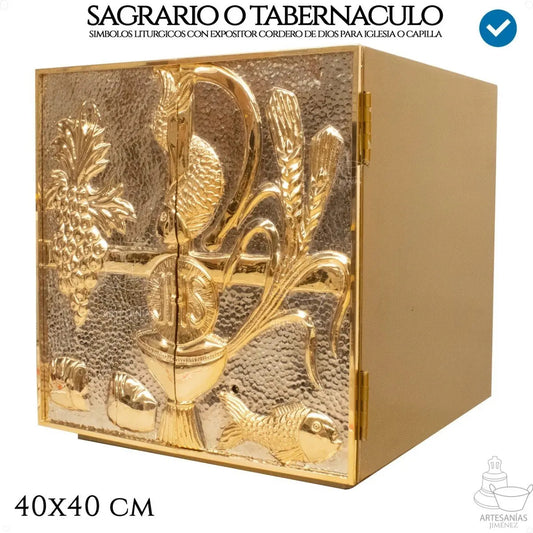 Sagrario del Santísimo con expositor Cordero de Dios, hecho a mano en México