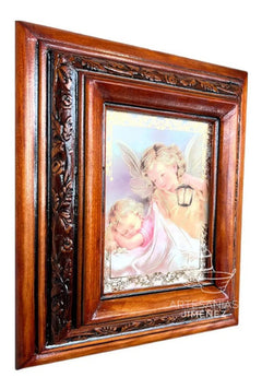Cuadro Rostro De Jesus Color Nogal Madera De Pino 22x19 Cm Color Nogal