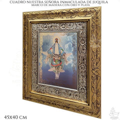 Cuadro Virgen De Juquila 45x40 Cm C004 Combinado Oro Y Plata Oro Y Plata