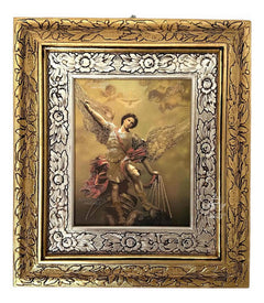 Cuadro San Miguel Arcangel 45x40 Cm Combinado Oro Y Plata Oro Y Plata
