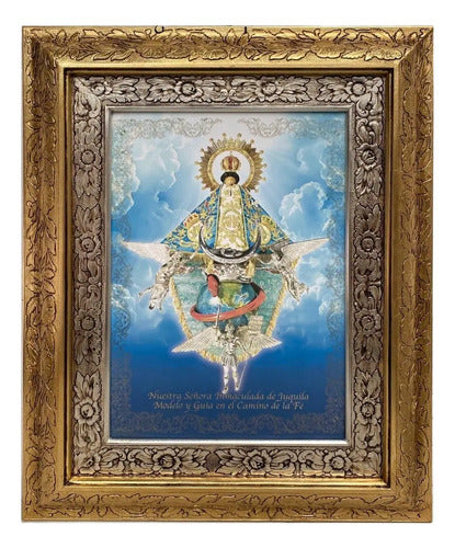 Cuadro Virgen de Juquila 60x47 cm oro y plata