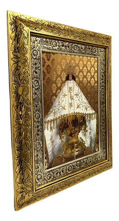 Cuadro De Virgen De Juquila 60x47 Cm Filos Dorados Combinado Oro Y Plata Oro Y Plata