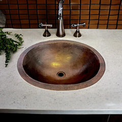 Lavamanos O Lavabo De Cobre Martillado 49x40 Cm Patinado Oscuro