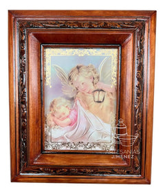 Cuadro Rostro De Jesus Color Nogal Madera De Pino 22x19 Cm Color Nogal