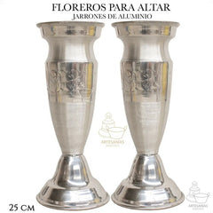 Floreros O Jarrones 25 Cm Para Altar 2 Piezas Plateado Cuello