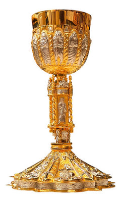 Caliz Barroco Tradicional Para Ordenación Grande Con Patena Combinado Plateado Dorado