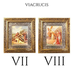 Cuadro Vía Crucis O Viacrucis 15 Piezas 90x70 Cm Oro Y Plata